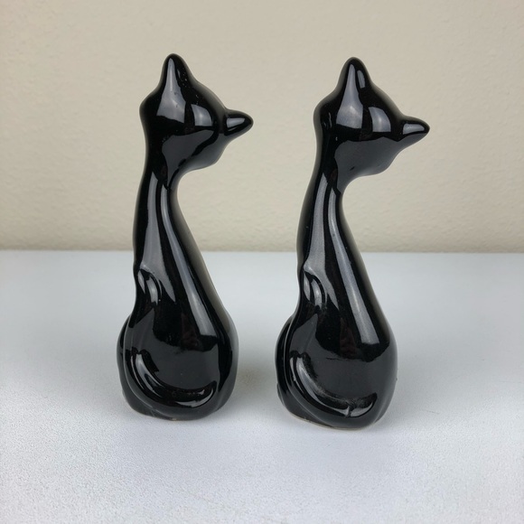 VTG Set of 2 MCM 6" Tall Black Cat Figurines Moder - Picture 4 of 10